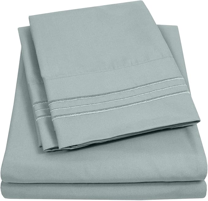 Sweet Home Collection Split King Size Size Sheet Set with Built-in Sheet Straps - Deep Pocket Fitted Sheet, Flat Sheet & Pillowcases - Soft, Wrinkle-Free, Secure Fit - Slate