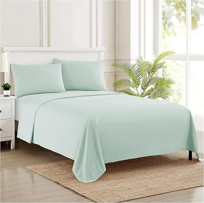 Twin XL Sheets - Breathable Luxury Sheets with Full Elastic & Secure Corner Straps Built In - 1800 Supreme Collection Extra Soft Deep Pocket Bedding Set, Sheet Set, Twin XL, Mint