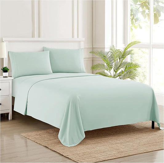 1800 Thread Count Sheet Set – Soft Egyptian Quality Brushed Microfiber Sheets – Luxury Bedding Set with Flat Sheet, Fitted Sheet, 2 Pillow Cases, Queen