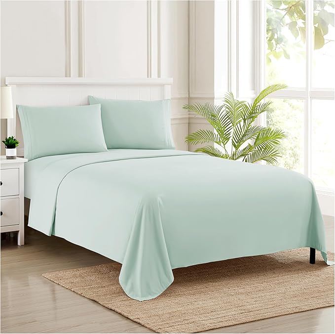 Twin Sheets - Breathable Luxury Sheets with Full Elastic & Secure Corner Straps Built In - 1800 Supreme Collection Extra Soft Deep Pocket Bedding Set, Sheet Set, Twin, Mint