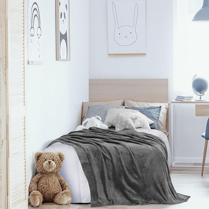 Utopia Bedding Fleece Blanket Twin Size Grey 300GSM Luxury Anti-Static Fuzzy Soft Microfiber Bed Blanket (90x66 Inch)
