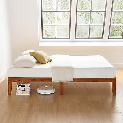 Mellow Naturalista Classic 12 Inch Solid Wood Platform Bed with Wooden Slats, Twin XL, Cherry