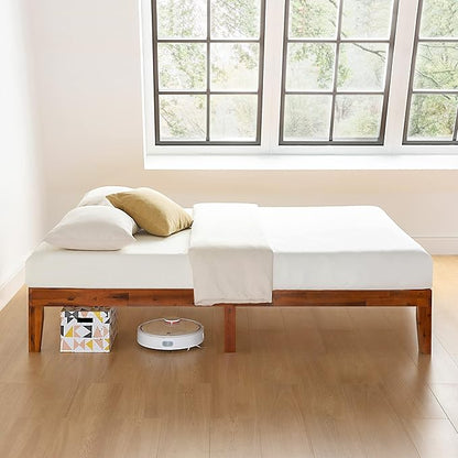 Mellow Naturalista Classic 12 Inch Solid Wood Platform Bed with Wooden Slats, Cal King, Cherry