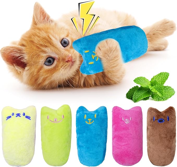 Cat Toys for Indoor Cats, 5Ps Cats Fetch Toys, Fluffy Toys for Playing, Interactive Kitten Toys, Kitty Chew Teething Toys, Cat Chew Toy for Kittens (Multi Color, 5 Pack)-Mewly Pet