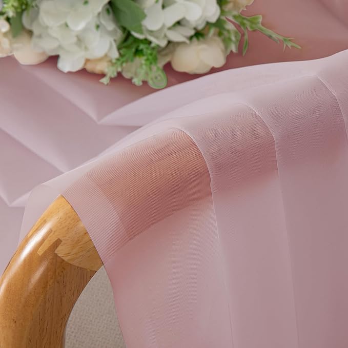 OVZME Blush Pink Sheer Curtains 90 Inches Long 2 Panels - Soft Light Filtering Window Sheer Panels for Living Room/Bedroom, Top Dual Rod Pocket, 1 Pair, Each 42Wx90L Inches
