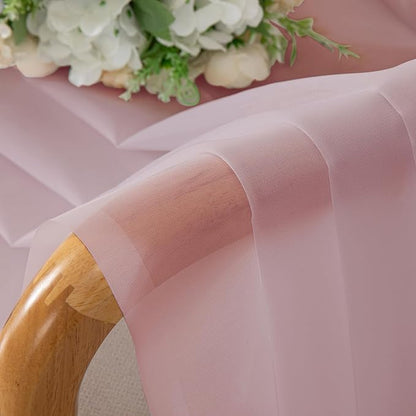 OVZME Blush Pink Sheer Curtains 96 Inches Long 2 Panels - Soft Light Filtering Window Sheer Panels for Living Room/Bedroom, Top Dual Rod Pocket, 1 Pair, Each 42Wx96L Inches