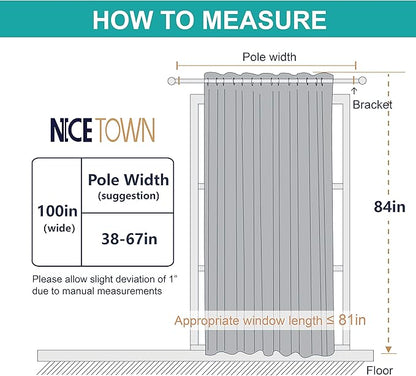 NICETOWN Patio Door Curtain Sound Blocking, Bedroom Privacy Room Divider Curtain Screen Partitions, Thermal Insulated Blackout Closet Sliding Door Curtain (1 Panel, 8.3ft Wide by 7ft Long, Gray)