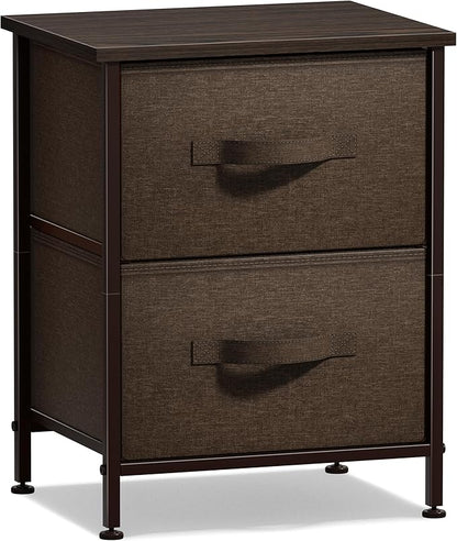 Sorbus Nightstand with 2 Drawers - Bedside Furniture End Table Night Stand with Steel Frame, Wood Top & Easy Pull Fabric Bins - Small Dresser & Chest for Home, Bedroom Accessories & Office