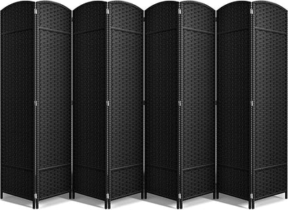 Sorbus 8-Panel Black Room Divider with Double Hinged Panels, 6 ft Tall Folding Privacy Screen