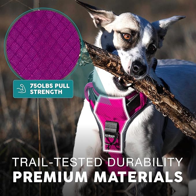 Embark Adventure Dog Harness, Reflective Trim No Pull Dog Harness for Large Dogs - Military Grade Nylon, Front Clip with Gel Lined Handle.-Mewly Pet