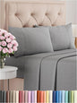Twin 4 Piece Sheet Set - Comfy Breathable & Cooling - Soft Hotel Luxury Bedding Set with 8-16 Inch Deep Pockets - 1 Flat & 1 Fitted Sheet & 2 Pillowcases - Wrinkle Free & Easy Care - Heathered Grey