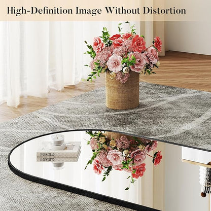 DUMOS Arched Wall-Mounted Full Length Mirror 27"x71" for Bedroom, Full Body Floor Mirror with Stand, Hanging or Leaning for Wall, Black