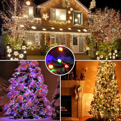 Brizled Christmas Lights Outdoor, 500 LED Color Changing Christmas String Lights with Remote, 180.4ft 11 Modes Tree Light Warm White & Multicolor Green Wire Xmas Light for Xmas Party Home
