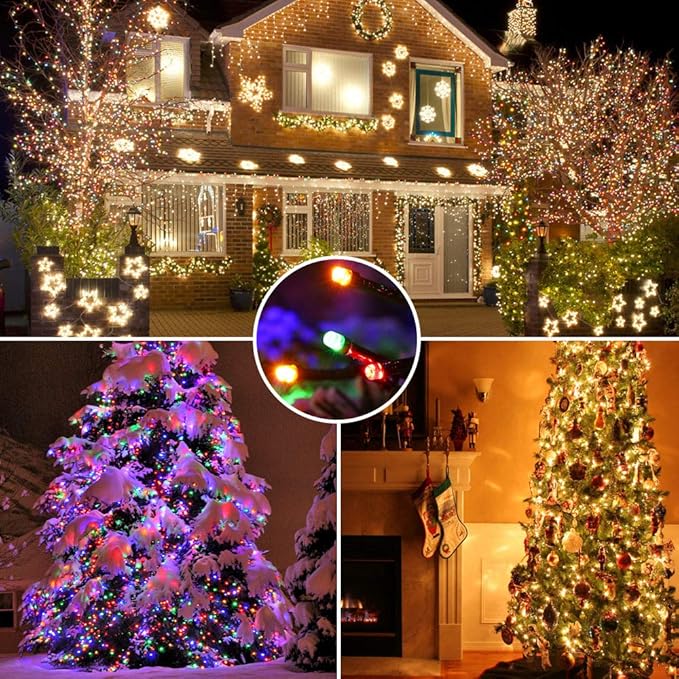 Brizled Christmas String Lights, 33ft 100 LED Color Changing Christmas Lights with Remote, 11 Modes Warm White & Multicolor Xmas Tree Light Connectable Decorative Light String for Xmas Tree Home Party