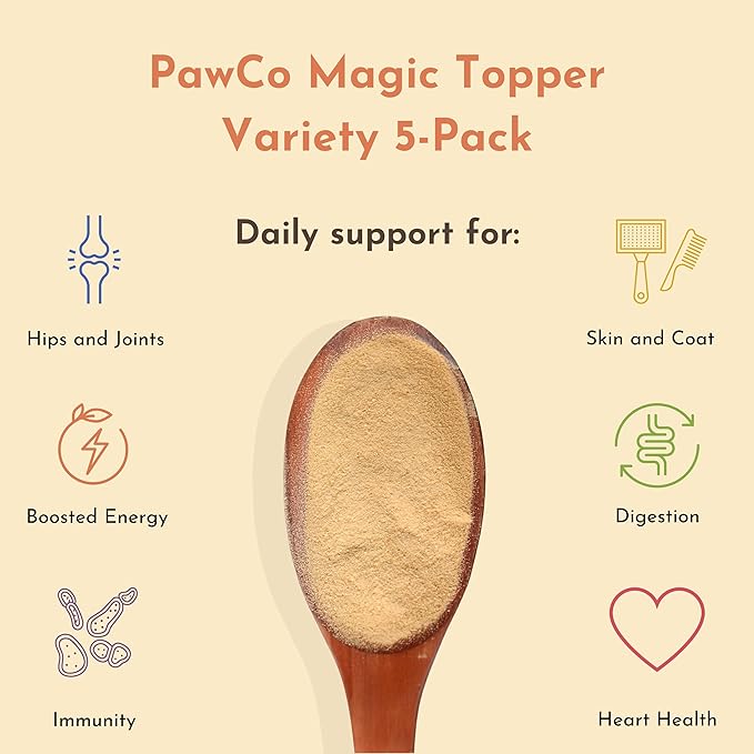 PawCo Magic Topper Variety Pack - Dog Food Topper for Picky Eaters, Grain-Free Meal Enhancer, Supports Immune & Digestive Health, 800g-Mewly Pet