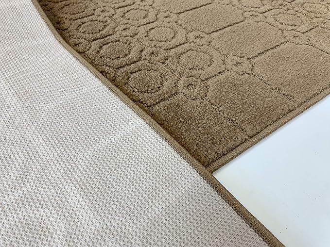 Custom Size Modern Abstract Floor Carpet Runner Rug for Hallways, Slip Resistant Latex Rubber Backed, 31 inch Wide X Customized Length, Art Gold Tan, 31 inch X 32 feet