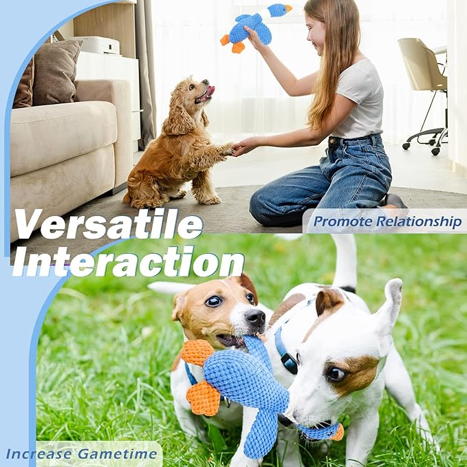 Vitscan Upgraded Goose Indestructible Dog Toys for Aggressive Chewers Small Medium Large Breed, Crinkle Squeaky Plush Dog Puppy Chew Toys for Teething, Duck Puppy Toys-Mewly Pet