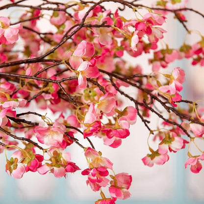 4 Pcs Artificial Cherry Blossom Flower Branches, Bulk Silk Faux Flowers Real Touch Bouquet for Home Wedding Party Centerpieces Spring Summer Decor, Vase Not Included(Deep Pink)
