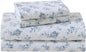 Laura Ashley - Flannel Sheets Queen Size, Anti-Pilling & Wrinkle Resistant Cotton, Touchably Soft for All-Season Comfort - Bed Sheets with Matching Pillowcases & Fitted Sheet (Audrey Blue)