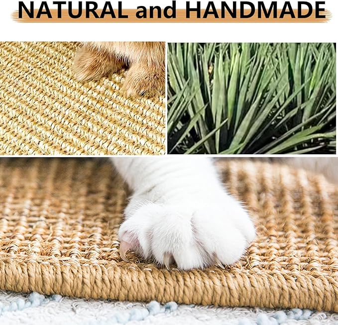 Oncpcare 6PCS Natural Bunny Scratch Mat - Rabbit Scratching Pad for Claws and Teeth Care - Chew Toys for Cages, Pet Bedding for Biting, Sleeping, Nesting, 16x12-Mewly Pet