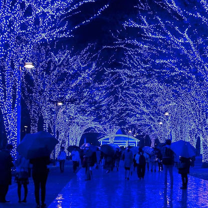 170Ft 500LED Blue Christmas Lights Plug in,Waterproof Christmas Tree Lights,8 Modes String Lights Indoor Outdoor for Halloween Tree Party Bedroom Garden Decor