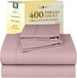 California Design Den Natural 100% Cotton Sheets King Size Deep Pocket Set - 400 Thread Count, Sateen King Sheet Set, All Around Elastic, Soft, Cool and Durable Bedding - Mauve