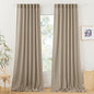 RYB HOME Linen Sheer Curtains for Living Room, Boho Classic Linen Blend Elegant Light Filtering Privacy Protected Panels Ceiling Curtains for Bedroom Gym Room, Khaki, 52" W x 108" L, 2 Panels