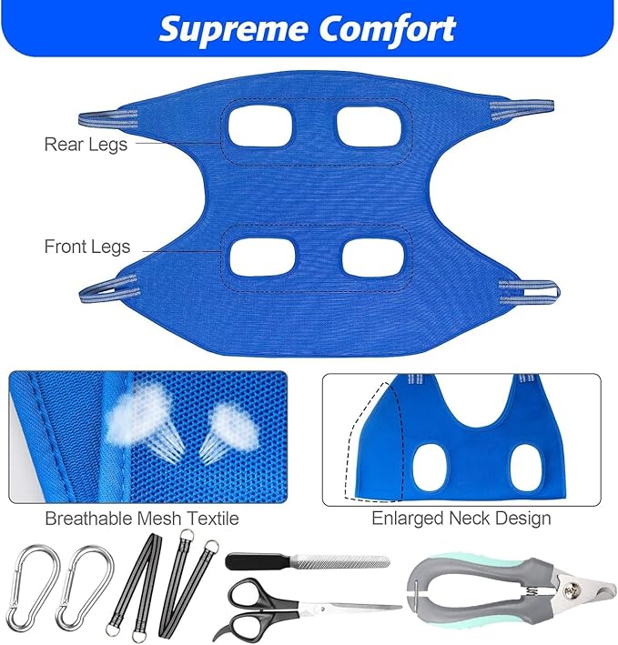 Pet Grooming Hammock with Nail Clippers/Nail Trimmers/Grooming Scissors, Dog Grooming Harness for Nail Trimming, Pet Grooming Sling Helper-Mewly Pet