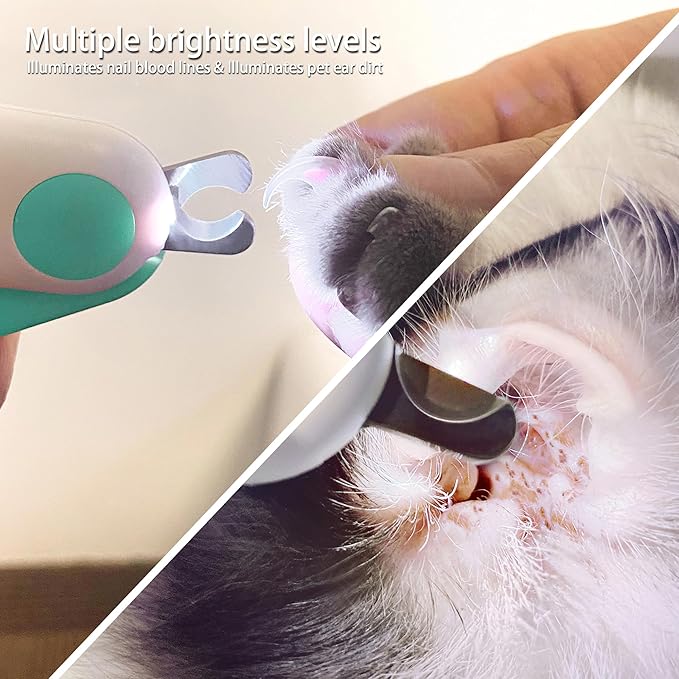 Pet Nail Clippers with LED Lights cat Nail Clippers for Indoor Cats Nail Trimmer Clippers for Small Dog Nail Trimmers Cats Rabbits Nail Clippers Bird Kittens (Blue)-Mewly Pet