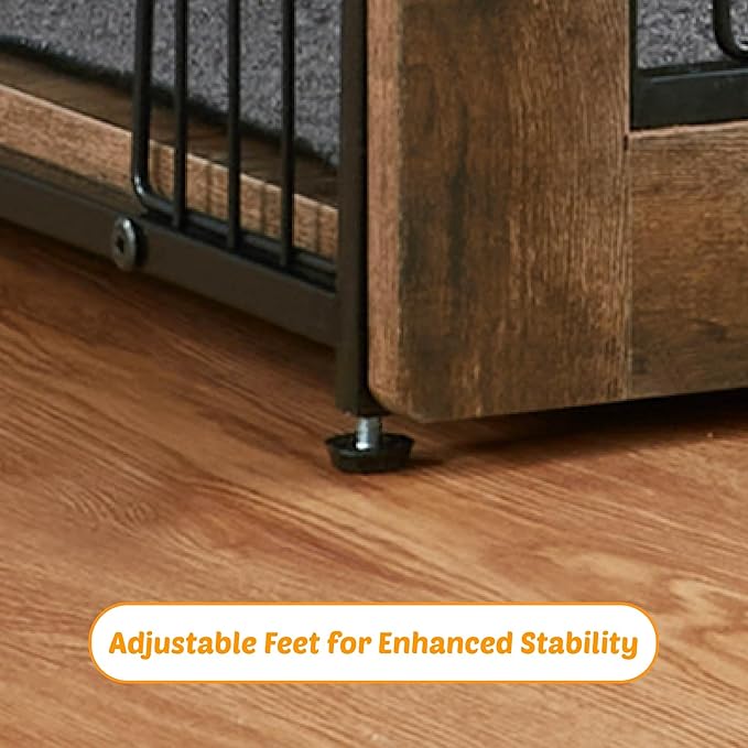 Dog Kennel Furniture, Wooden Dog Crate End Table with Dual Doors, Chew-Proof Design & Cushion, Heavy Duty Dog Crate, Decorative Pet Crate Dog Cage for Indoor (39 Inch)-Mewly Pet