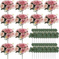 Peony Artificial Flowers, Faux Peonies Hydrangea Eucalyptus Bouquet 12 Packs Silk Vintage Realistic Peony Floral Arrangement for Wedding Centerpiece Table Vase Home Party Decor-Dusty Pink