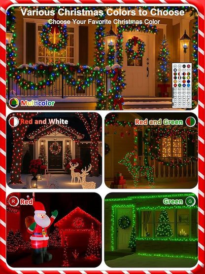600LED Smart Color Changing Christmas Lights App Controlled, 208FT Waterproof RGB Twinkle String Light Music Sync Multiple Modes, Christmas Lights with Remote & Timer Indoor Outdoor Xmas Decorations
