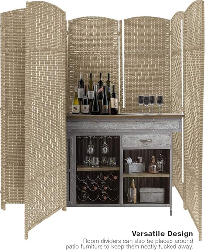 Sorbus Room Divider 6 ft. Tall - Privacy, Extra Wide Double Hinged Panels, Mesh Hand-Woven Design, Partition Room Dividers and Folding Screens, Wall Divider for Room Separation, Beige Wicker, 8 Panel