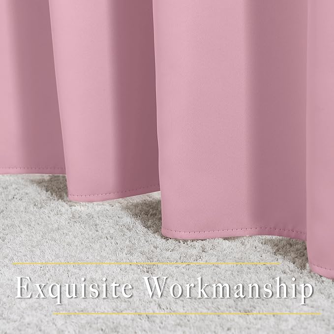 NICETOWN Blackout Sliding Door Curtains 84 inch Length 2 Panels - Thermal Insulated Solid Grommet Room Darkening Window Treatments for Bedroom/French Door (Crystal Pink, 2 Panels, W66 x L84)