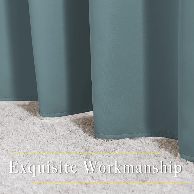 NICETOWN Greyish Blue Curtains 102 inches Long, Grommet Thermal Insulated Solid Blackout Curtains Privacy Window Treatments for Bedroom/Living Room, W46 x L102, 2 Panels