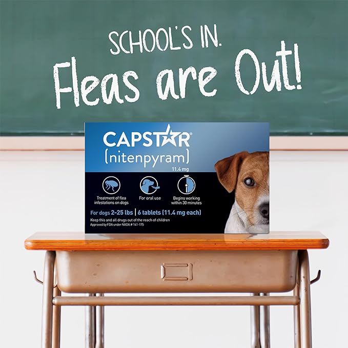 Capstar(nitenpyram) for Dogs Fast-Acting Oral Flea Treatment for Dogs 2-25 lbs, Vet-Recommended Medication Tablets Start Killing in 30 Minutes, 12 Doses-Mewly Pet