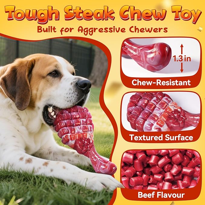 KIPRITII 12-Pack Large Dog Chew Toys for Aggressive Chewers - Includes Indestructible Chew Bone, Interactive Tug Toys, Squeaky Toys, Great for Medium & Large Breeds Dog-Mewly Pet