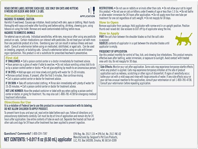 PetArmor Plus Flea and Tick Prevention for Cats, Cat Flea and Tick Treatment, 6 Doses, Waterproof Topical, Fast Acting, Cats Over 1.5 lbs-Mewly Pet