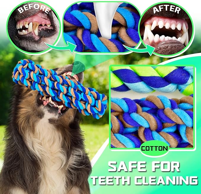 SHARLOVY XL Dog Chew Toys for Aggressive Chewers Large Breed, 14 Pack Tough Indestructible Dog Toys for Aggressive Chewers, Durable Puppy Chew Toys for Teething, Heavy Duty Cotton Rope Toys-Mewly Pet
