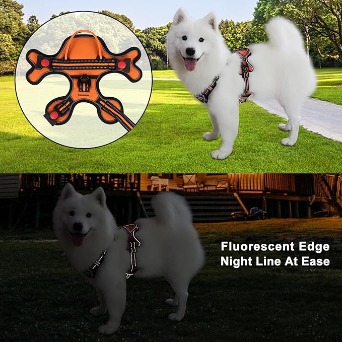 Dog Harness, Adjustable Reflective Dog Vest No Pull Dog Harness with Badge and Bow Tie for Puppy Small Medium Large Dogs-Mewly Pet