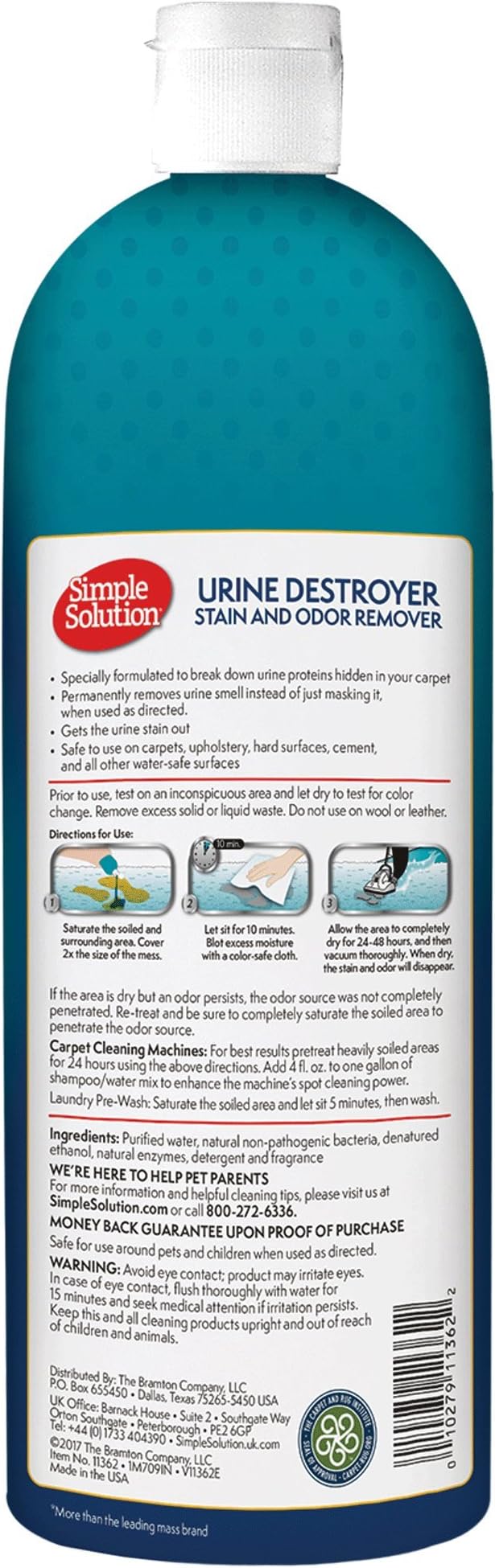 Simple Solution Urine Destroyer Enzymatic Cleaner | Pet Stain and Odor Remover with 2X Pro-bacteria Cleaning Power | 32 Ounces-Mewly Pet