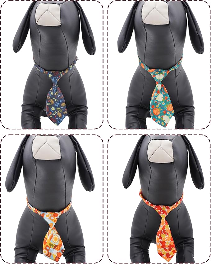 PET SHOW 10 Pack Fall Dog Ties Neckties for Large Medium Dogs Pumpkin Maple Leaf Adjustable Neck Ties Girl Boy Pets Autumn Costumes Dog Holiday Grooming Accessories Wedding Party Gift Favor-Mewly Pet
