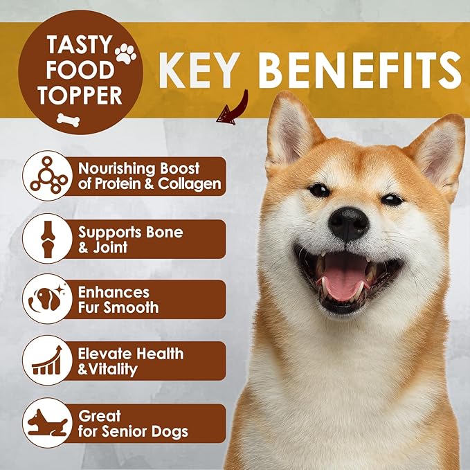 Zammex Grass-Fed Beef Bone Broth Protein Powder for Dogs & Cats - Joint & Bone Support, Healthy Fur Enhancer, Pet Food Topper for Dry & Wet, 10.58oz-Mewly Pet