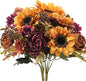 GTIDEA 2 Bundles Fall Flowers Bouquet Vintage Artificial Flowers Fake Sunflowers with Silk Peonies Orange Autumn Flowers for Home Table Centerpieces Wedding Festival Party Decor