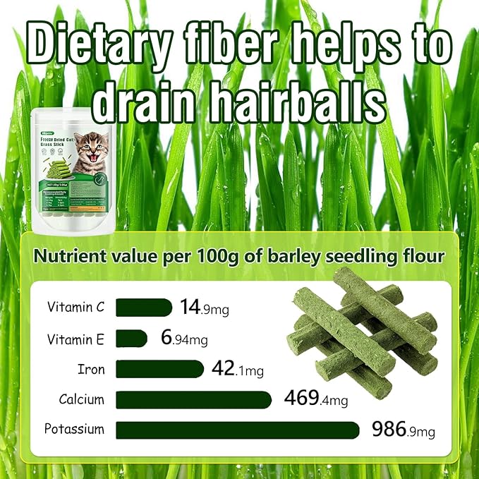 30g Cat Grass Sticks, Delicious Cat Grass Teething Stick Edible Cats Chew Toy Cat Treats Snack for Teeth Cleaning and Hairball Removal-Mewly Pet