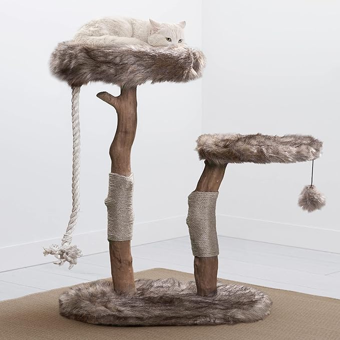 Mau Lifestyle Modern Cat Tree Tower - Natural-Branch Cat Condo & Luxury Wood Cat Scratching Tree - Luxury Cat Gifts by Mau Lifestyle-Mewly Pet