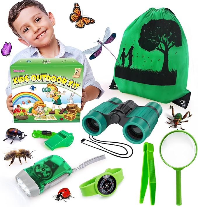 Kids Explorer Kit & Bug Catcher Kit, Camping Gear for Kids, Outdoor Exploration Set with Backpack & Binoculars, Ideal Outdoor Adventure Toys for Boys Girls 3-12-Mewly Pet