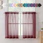 Aiyufneg Wine Kitchen Sheer Curtains 36 inches Long, Short Kitchen Window Treatment Solid Sheers Cafe Curtains Bathroom Voile Half Window Curtains 2 Panels for Laundry Room, Rod Pocket, 40" Wx36 L