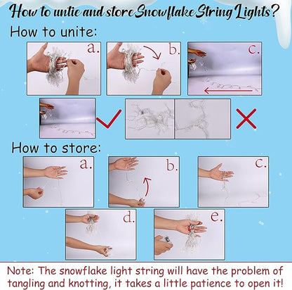2 Packs 100 LED Christmas Snowflake String Lights Hanging Decorations - Winter Wonderland Lighted Decor for Holiday Xmas Indoor Outdoor Party Supplies (42.6ft,Batteries Not Included)