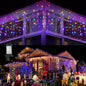 Toodour Christmas Icicle Lights Outdoor, 1224 LED 100ft 8 Modes Fairy Icicle String Light with 204 Drops, Led Christmas Lights Twinkle for Holiday, Party, Wedding, Eaves, Xmas Decorations (Multicolor)